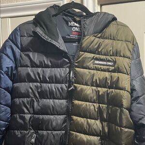 Members Only Men's Black and Olive Puffer Coat